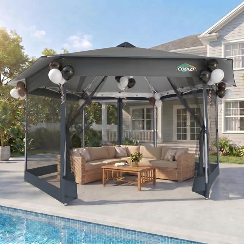 COBIZI 16x16 Pop Up Gazebo Tent with Mosquito Netting...