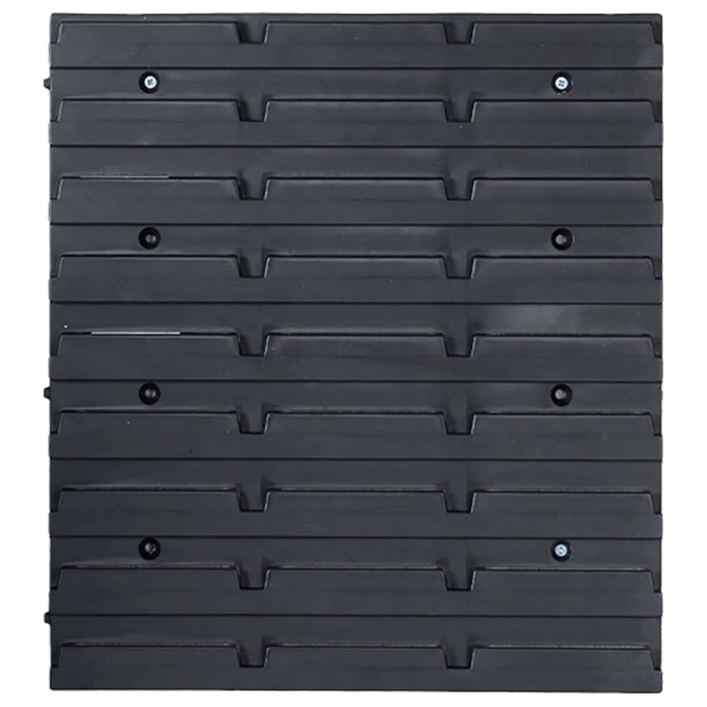 vidaXL Kit de Bacs de Stockage et Panneaux Muraux 96 pcs Boîte d'Empilage Système de Stockage d'Outils Garage Atelier de Bricolage Rouge et Noir