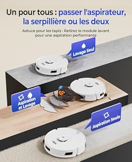 Redroad Aspirateur Robot Laveur avec Station, 20000Pa, Station de Vidage Automatique 120 Jours, Navigation LiDAR, WiFi APP 5G/2.4G, Robot Aspirateur Laveur Autonome pour Tapis/Sols/Poils d’Animaux
