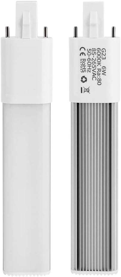 Regun WX030 LED Light-6W 2-Pin LED Compact Lamp Horizontal Recessed Tube Light Bulb Lighting Fixtures G23 Cool White