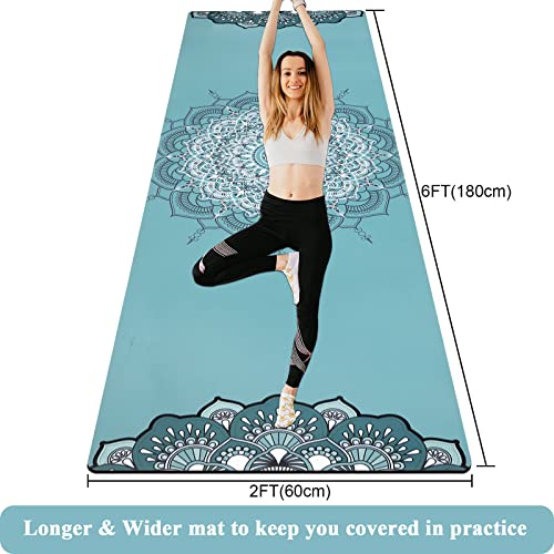HEBE Folding Travel Yoga Mat Grip Fitness Exercise Mat Non Slip 71\"x 24\"x1/5\" Rubber Workout Mats for Women Men Foldable Fitness Mat for All Types of Yoga, Pilates & Floor Workouts