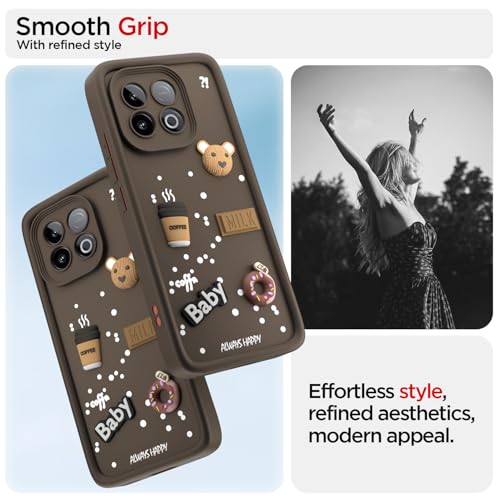 Image of Pikkme Back Cover for iQOO Neo 10 5G | Cute Fun Cartoon 3D Bear Silicone Full Body Protection Bumper Case (Brown)