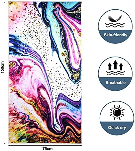 Microfibre Beach Towel Large Beach Towels Bath Towel Lightweight Sports Gym Yoga Mat Towels Soft Summer Travel Towels Blanket Camping Hiking Swimming Towel Beach Accessoriesfor Adults 60x30