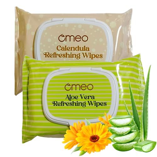 Image of Omeo Aloe Vera and Calendula Refreshing & Hydrating Wet Wipes, 25N in Each (Combo Pack) | Face Cleansing, Makeup Remover Wipes with Mint Oil & Vitamin E | Sulphate, Paraben & Alcohol Free - Women and Men