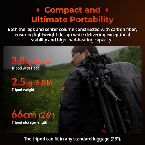 Image of SmallRig x Potato Jet Tribex Hydraulic Carbon Fiber Tripod, Fast Extend Camera Video Tripod with 4-Step Counterbalance Fluid Head 5755