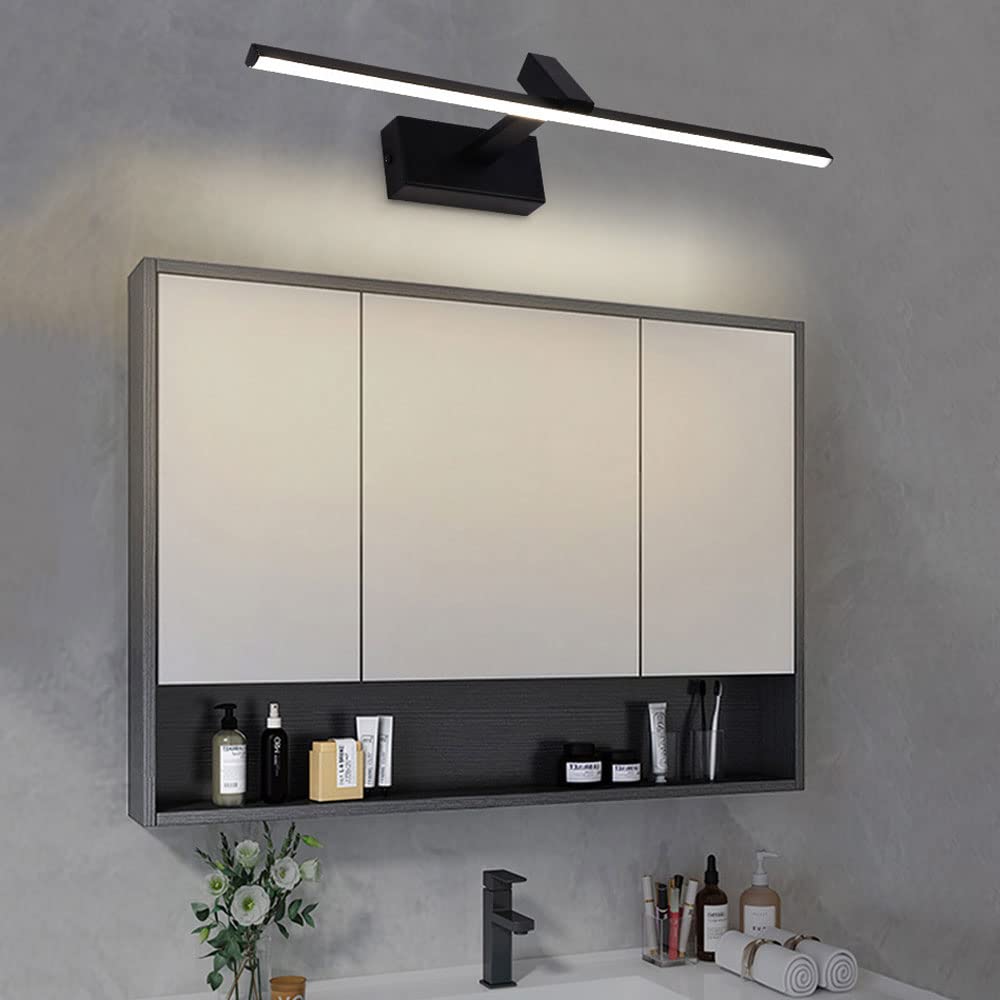 Oprawa LED do łazienki w łazience Regulowana przednia lampa z lustrem, obrotowa szafka kinkiet ścienny, 40cm Oświetlenie obrazu w ramce, Makijażowe lampy lustrzane do kąpieli w pokoju proszkowym