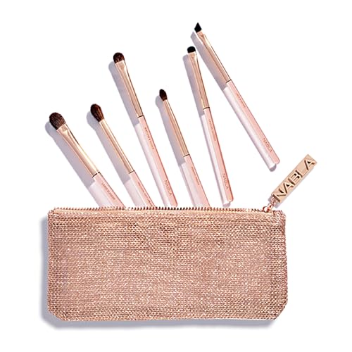 Nabla Denude Eye Brush Set | Set completo di pennelli occhi professionali, vegani e cruelty-free per un trucco impeccabile | Include 6 pennelli essenziali e una preziosa mini bag in rete metallizzata.