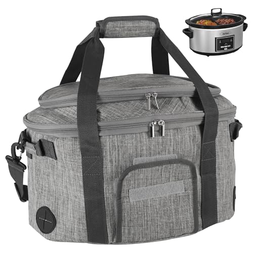 SUNVIVI Portable Slow Cooker Bag Fits for 6-8 Quart, Insulated Travel Bag with See-thought Window, Carry Case with Top Z