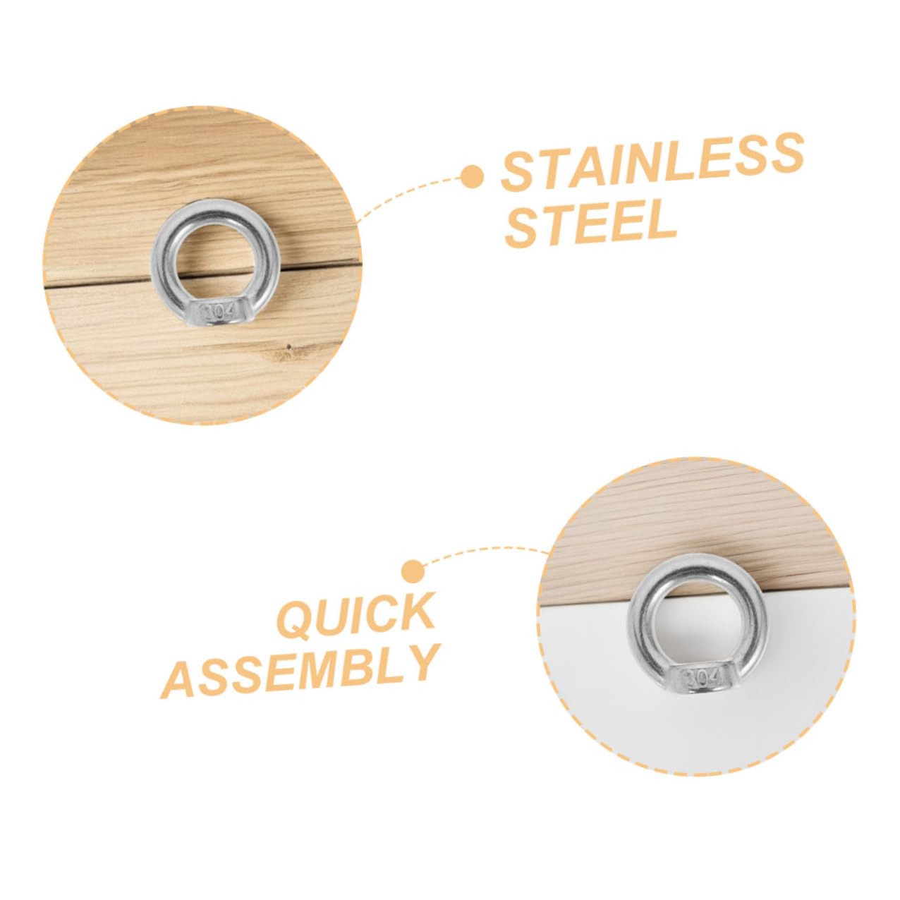 8pcs 304 Stainless Steel Eye Nut for Rigging M8 Threaded Fastener Ring Shaped Heavy Duty Marine Lifting Connector for Rescue and Machinery Use