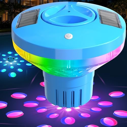ChlorBlu Solar Chlorine Floater w/Colorful Lights,Chlorine Floater,Blue