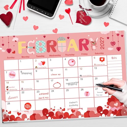 Image of GuassLee Desk Calendar 2026 - Colorful Desk Calendar from Sep. 2025-Mar. 2027, 17 x 11.5 inches, 19 Monthly Calendar with Hanging Rope, Notes and Large Ruled Blocks for Home School Office