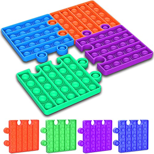 Shulcom 4Pcs Sensory Fidget Blocks Packs Set, Push Pop Bubble Fidget Sensory Toy Relieves Stress Anxiety for Kids Adults - 30Ã25Ã2 cm