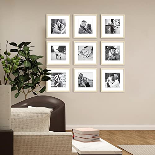 Artbyhannah 12X12 Square Gallery Wall Frame Set For Home Decor Or Wall Hanging Decoration, Matted To 8X8-9 Pack #TOP3