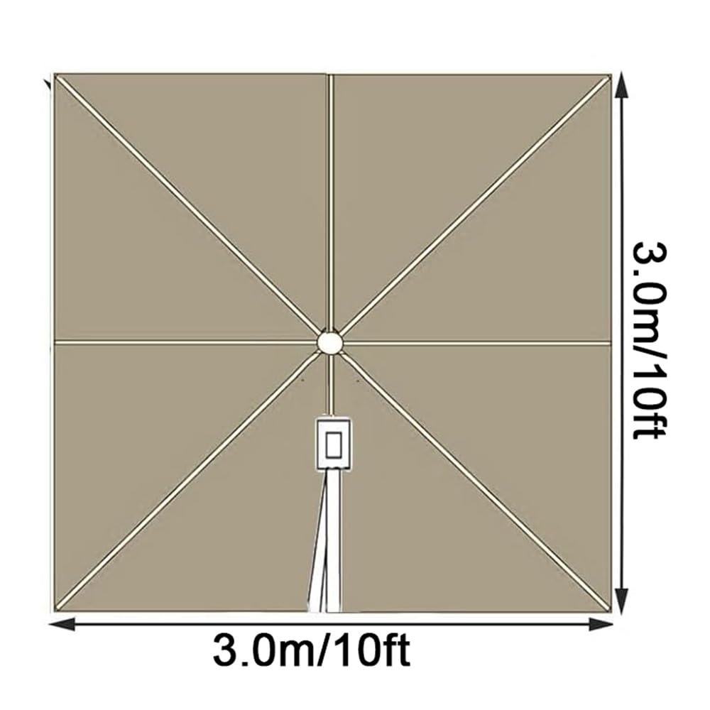 2.5×2.5m 3×3 Housse De Rechange pour Parasol Déporté Toile De Rechange pour Parasol Carré Dessus De Parapluie De Rechange 8 Baleines Anti-UV/Étanche(Green,300x300cm(10'x10'))