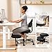 AtHope Cross Legged Office Chair, Criss Cross Desk Chair ADHD Meditation Kneeling Yoga Seat with Adjustable Height, Lumbar Support, Wider Footrest and Wheels (Black)