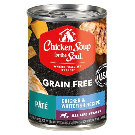 Chicken Soup for The Soul Pet Food Grain-Free Wet All Stages Dog Food, Chicken & Whitefish Pate, 13 Ounce Can (Pack of 12) Soy, Corn & Wheat Free, No Artificial Flavors or Preservatives