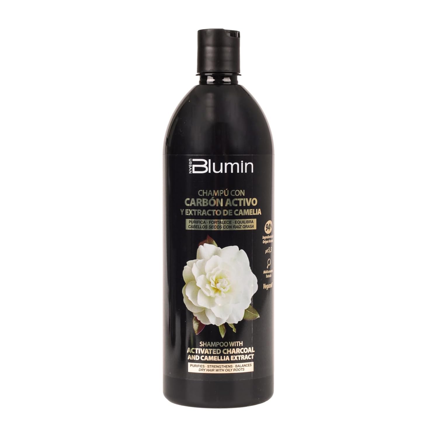 Tahe Blumin Shampoo with Activated Charcoal and Camellia Extract, ideal for dry hair with oily roots, 1000 ml