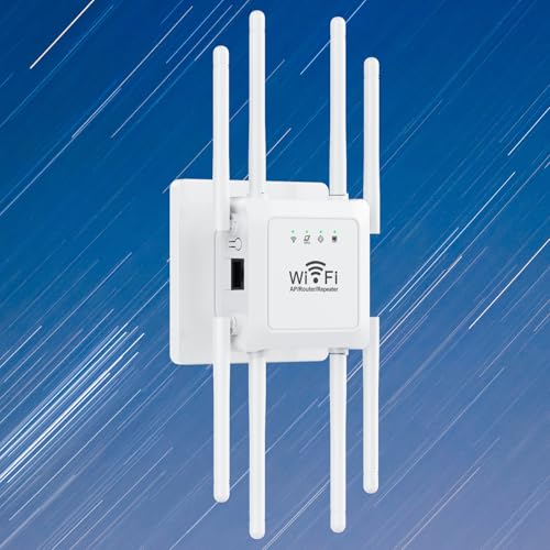 WiFi Extender Signal Booster, Long Range Wireless Internet Repeater for Home Cover up to 10,000 Sq.ft, WiFi Router Extender with Ethernet Port, 1-Tap Setup Signal Amplifier