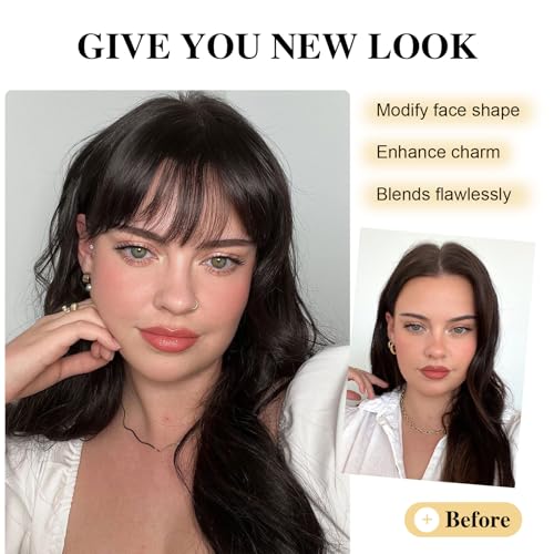 Bogsea C06-BROWN BLACK Clip In Bangs Human Hair Bngs Hair Clip thumb #1