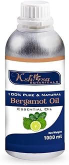 100% Pure & Natural Bergamot Oil (Citrus Bergamia) with internal Plastic Euro Dropper, for Skin Care, Hair Care & Aromatherapy (1000 ml)