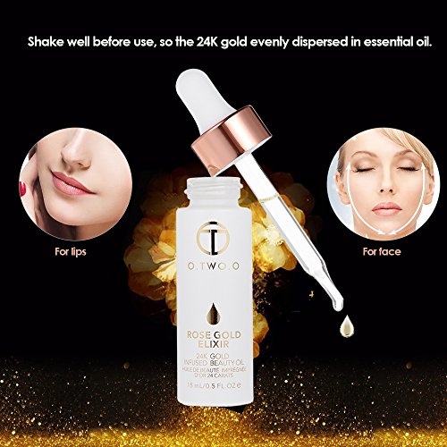 Cigooxm O.two.o 24K Rose Gold Elixir Skin Care Beauty Essential Oil Anti Aging Essence Oils Face Lips Lifting Wrinkle Remover #TOP5