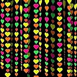 60ft Neon Paper Love Heart Garland Colorful Hanging Paper Heart Streamer Glow in The Dark Birthday P