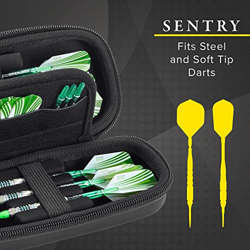 Casemaster Sentry 6 Dart Case Slim, Holds Extra Accessories, Tips, Shafts And Flights, Compatible With Steel Tip And Soft Tip Darts, Impact & Water Resistant Tactech Shell, Black Zipper #TOP4