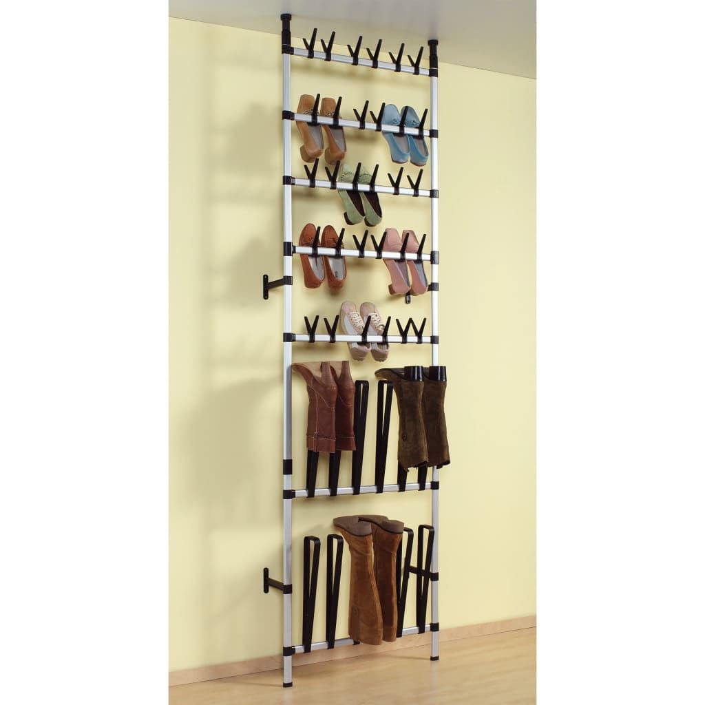 Teleskop Schuhregal mit Stangen Aluminium, Schuhständer Shoe Rack Schuhkommode Schuhschrank Verfügbar für Wohnzimmer Wohnung Hotel Wohnheim