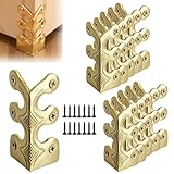 10 pcs Solid Brass Baseboard Corner Protectors, Skirting Board Corner Protectors, Vintage Metal Corner Protector Table Corner Edge Cover Safety Bracket with Screws (10, Gold)