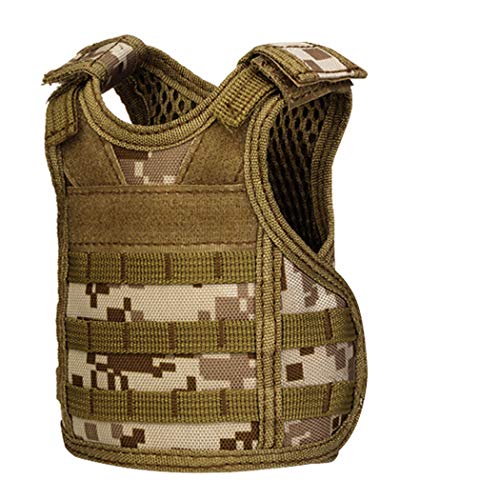 AOUTACC Mini Tactical Beer Vests, Molle Beer Cooler Jacket Adjustable Drink Bottle Vests Holder Beverage Cooler Holder for 12oz or 16oz Cans or Bottles (1 Pack, Desert Camo)