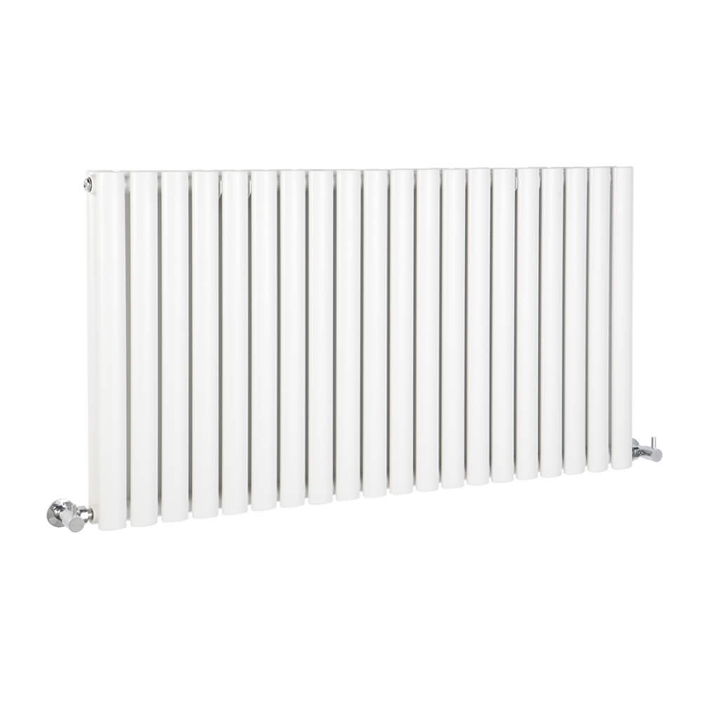Milano White Aruba Horizontal Double Oval Panel Radiator - 635Mm X 1180Mm