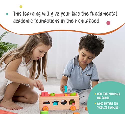 2 In 1 Shape Sorting Cube, Creative Montessori Wooden Toys For Kids Age 2-4, Shape Sorter With 33 Pieces For An Interactive Activities, Learning Toys For Toddlers With Montessori Puzzle Maxitly #TOP5