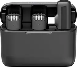 [para Android] ULANZI Microfone de lapela sem fio J12 para telefone USB C, microfone plug-play 2 em 1 com capa de carregamento para telefone entrevista de gravação de vídeo