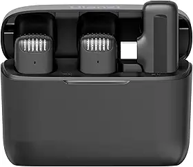 [para Android] ULANZI Microfone de lapela sem fio J12 para telefone USB C, microfone plug-play 2 em 1 com capa de carregamento para telefone entrevista de gravação de vídeo