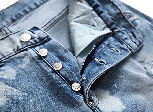 Jeans skinny rasgados para hombre estilo hip hop miniatura 4