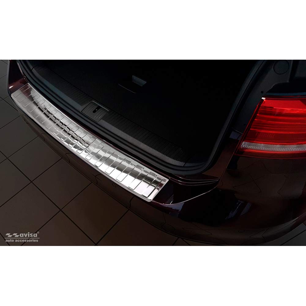 Avisa Chrom Edelstahl Heckstoßstangenschutz kompatibel mit Volkswagen Passat 3G Variant 2014-2023 'Ribs'