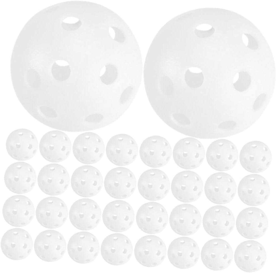 GARVALON 100pcs Golf Practice Balls Soft Plastic Training Balls 26-Hole Indoor Outdoor Use White