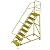 Tri-Arc KDEC108242-Y 8-Step Forward Descent Safety Angle Steel Rolling Industrial and Warehouse Ladder with Grip Strut Tread, 24" Wide Steps, Yellow Powder Coated Finish