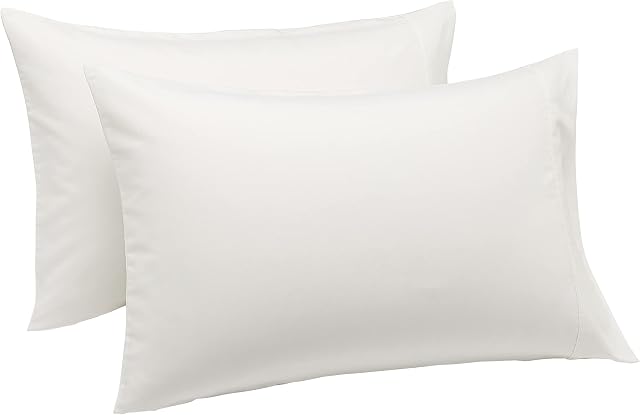 Amazon Basics Light-Weight Microfiber Pillowcases - 2-Pack, Standard, Cream