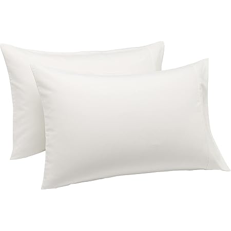 Amazon Basics Lightweight Super Soft Easy Care Microfiber Pillowcase, Standard, Cream 2 Count