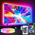 HOUHUI LED Strip Lights, 16.4Ft 150LEDs RGB LED Lights for 32-75 Inch TV Behind, Music Sync App Control TV Lights LED Strip with Remote, USB Plug-in Bias LED Lights for Bedroom Game Cabinet Desk Shelf