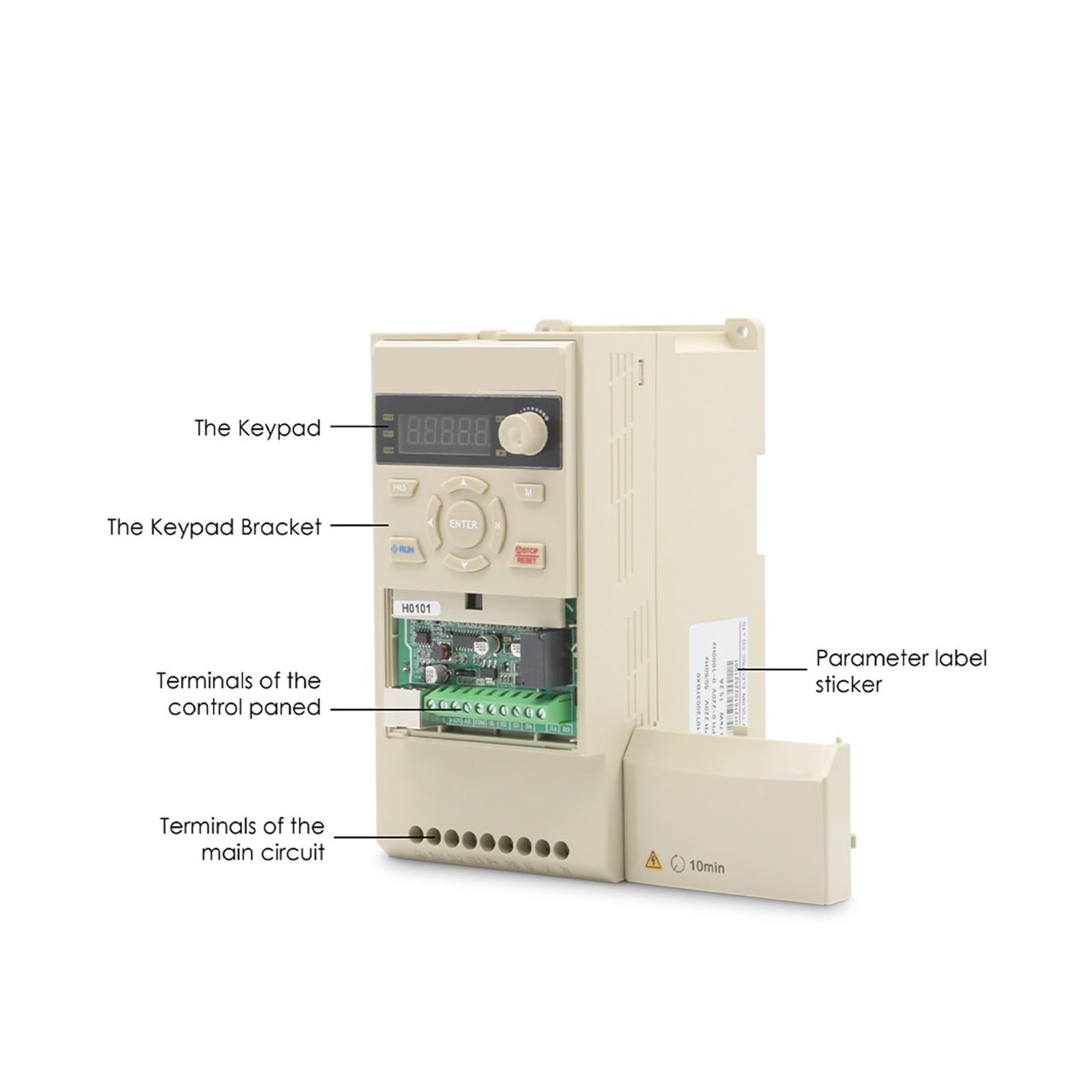 Variador De Frecuencia Falownik wektorowy 3.7kw/4kw seria H110 VFD 0~1000Hz przetwornica częstotliwości do pompy wodnej wrzeciona CNC inne silniki 3-fazowe Kompaktowa konstrukcja(4.0KW-380V)