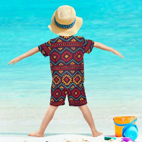 Image of Sunflower Floral Yellow Black Short Sleeve Hawaiian Button Down Shirts and Short Sets for Boys Toddler Summer Outfits