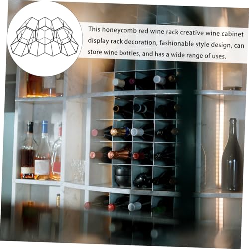 Soporte para botellas de vino 7 agujeros estilo panal, metal negro miniatura 4