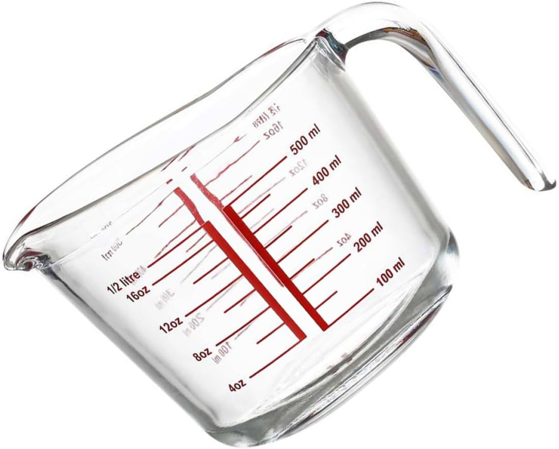 Alipis Tempered Glass Measuring Cup 0.5l Graduated Scale Milk Measuring Cup Heat-resistant Glass Baking Tool for Kitchen and Bakery Use