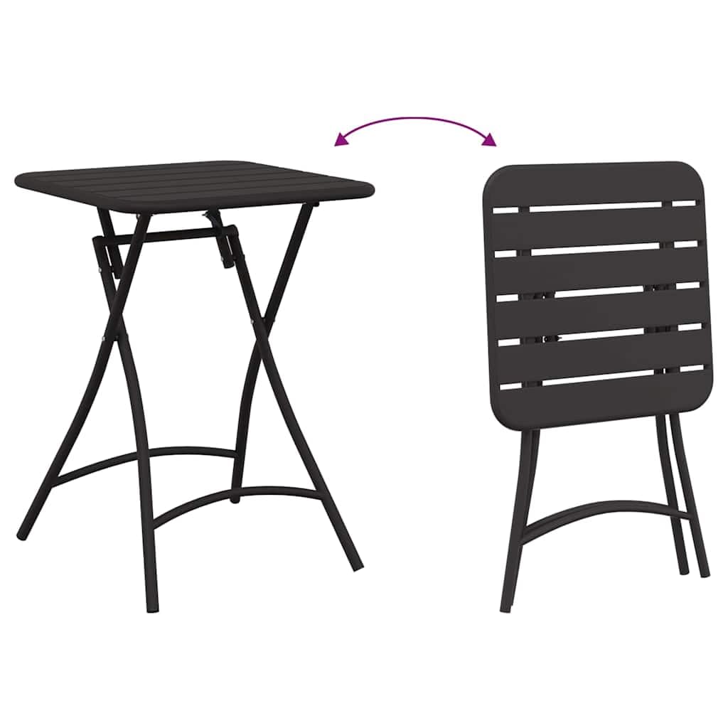 Stolik bistro antracytowy ze stali malowanej proszkowo, 55 x 55 x 72,5 cm, składany, do ogrodu, na taras, balkon, kemping, piknik i jedzenie na świeżym powietrzu