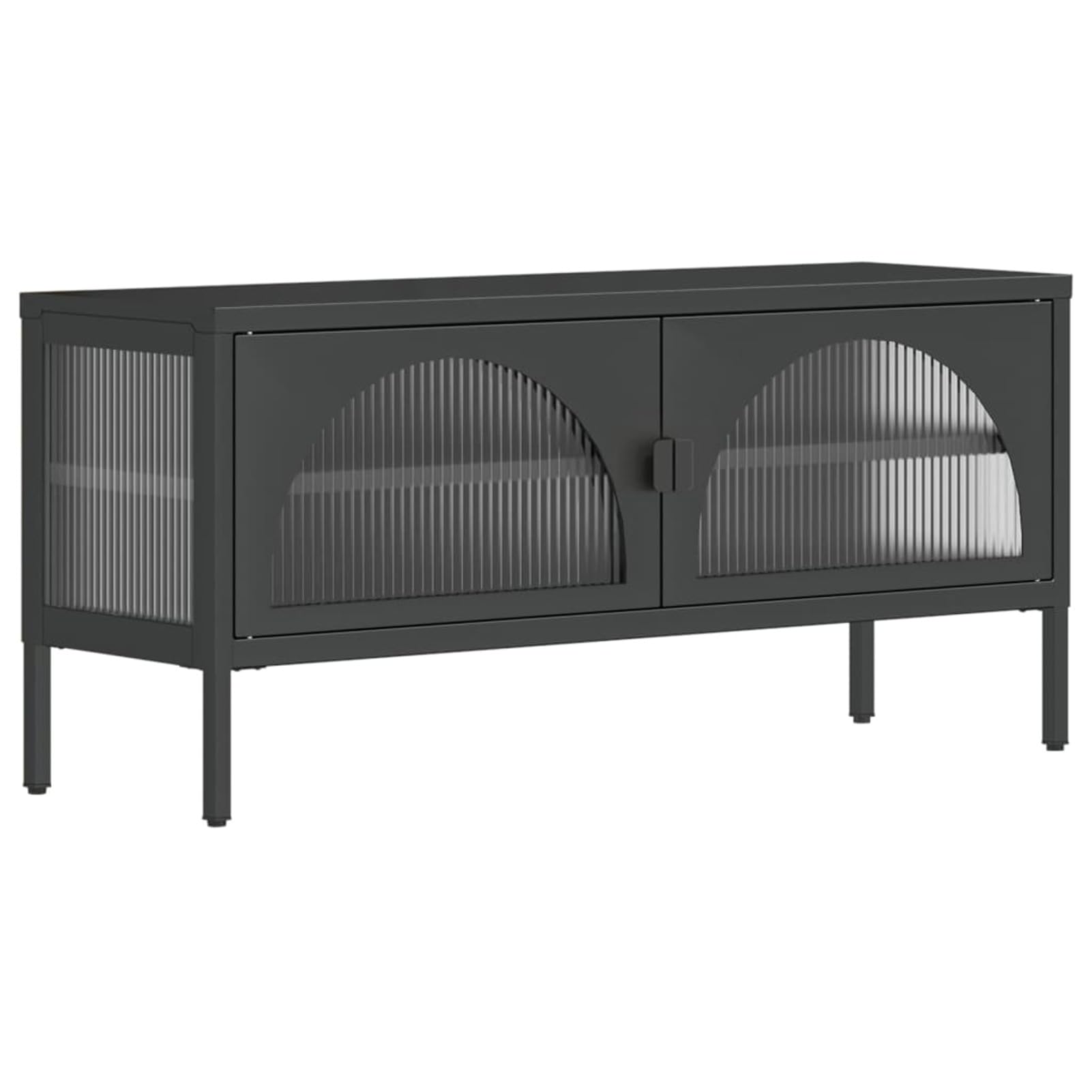 Homgoday Szafka pod telewizor szkło i stal czarna 105x35x50 cm, szafka pod telewizor salon jadalnia stół kawowy telewizor sprzęt muzyczny szafa pod schowek uchwyt meblowy telewizor