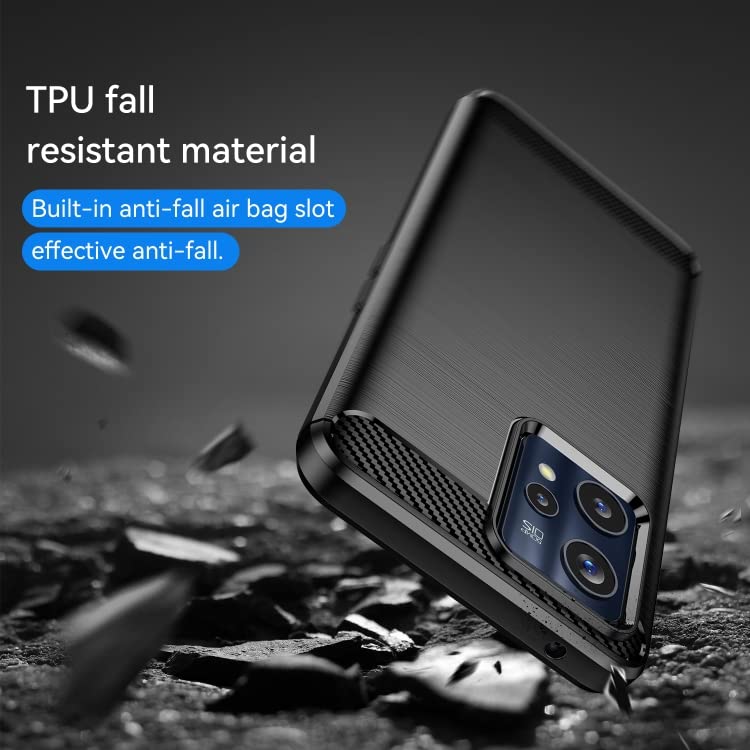 Image of NPRC Hybrid Ultra Slim Protective Case TPU Non-Slip Carbon Fiber Texture Shockproof Case Cover for realme 9i - Black