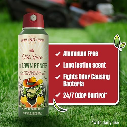 Image of Old Spice Aluminum Free Body Spray for Men, Summerdudes, 24 /7 Odor Control, 24 /7 Sunny Freshness & Long Lasting Scent, Limited Edition, Lawn Ranger with Fresh Green Scent, 5.1 oz