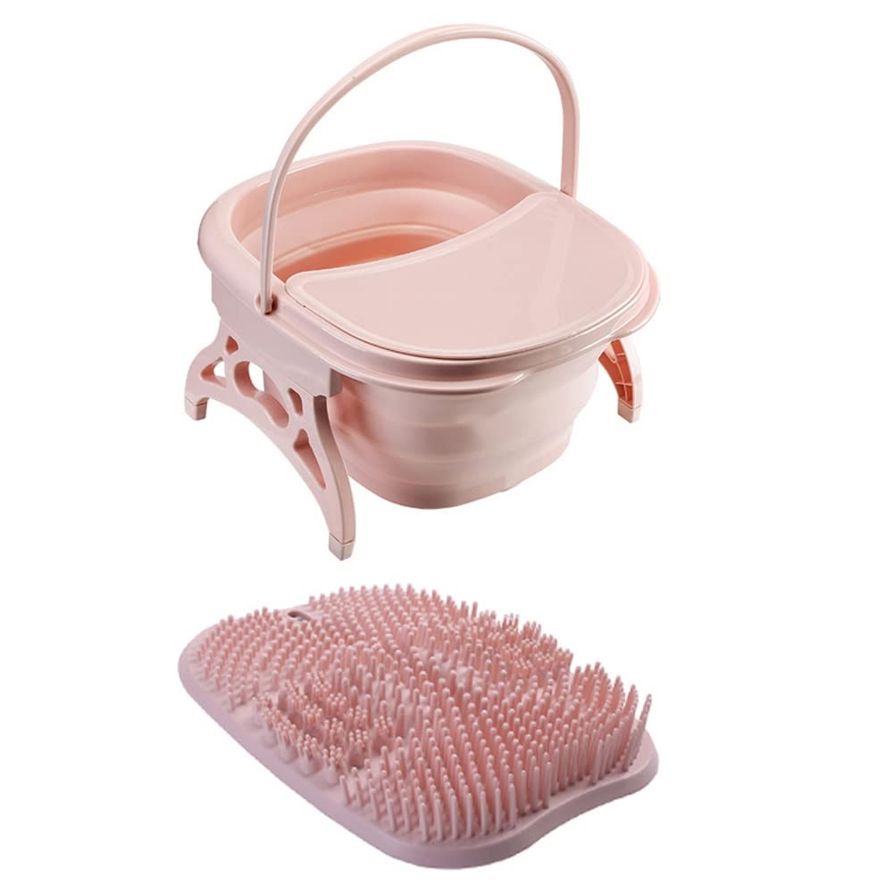 PUCHEN Klappbare Fußwanne mit Deckel, schäumende Massagewanne, Sauna-Badewanne, Faltbare Wanne, Fußbad, Becken (rosa), hoher Ehrgeiz Comfortable Anniversary